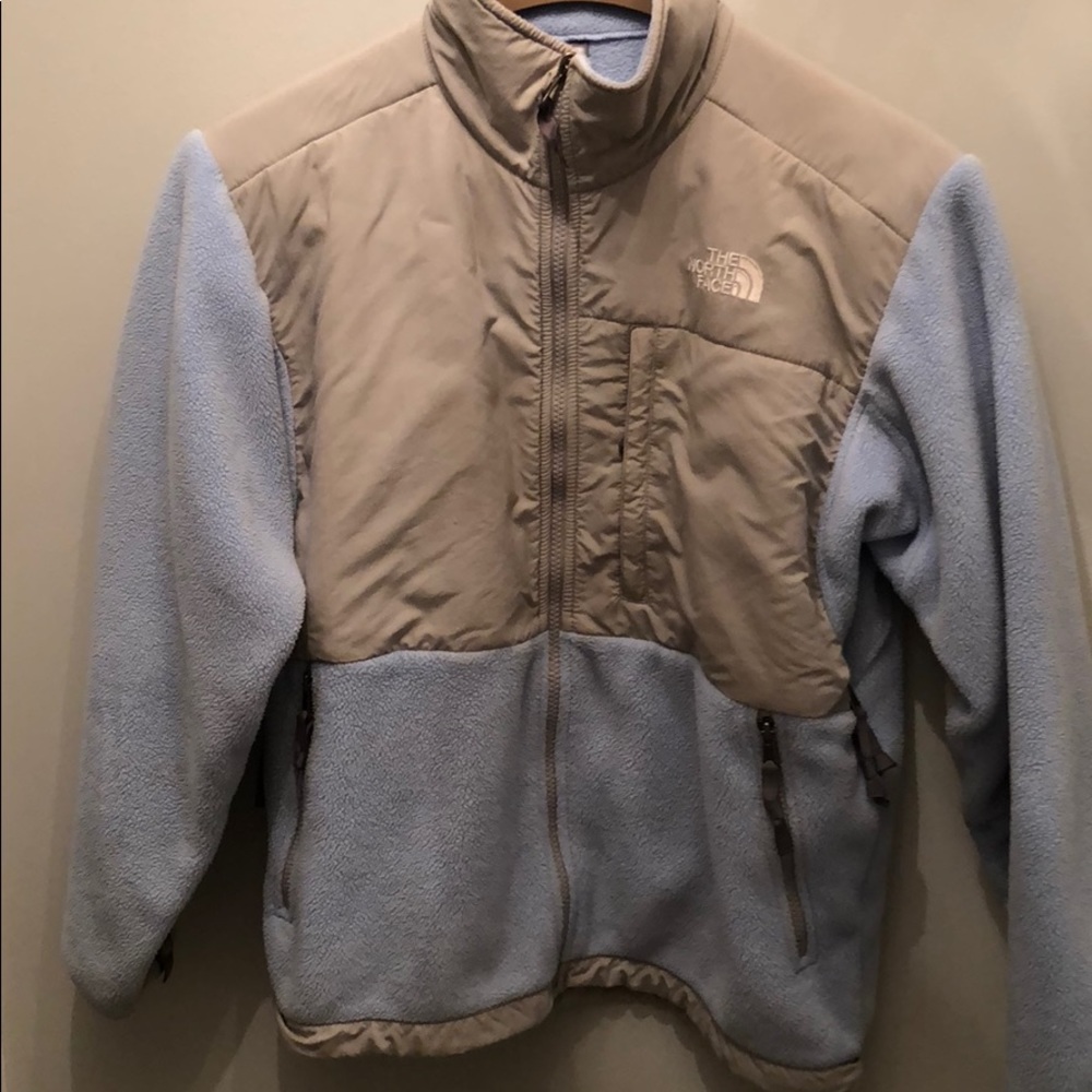 North Face women’s Denali blue and gray fleece Med